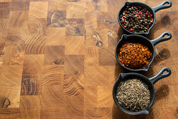 Spices. Spices on a wooden board