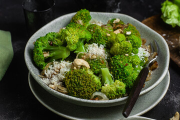 Broccoli and Onion Salad with Cashews and Parmesan