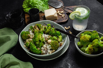 Broccoli and Onion Salad with Cashews and Parmesan
