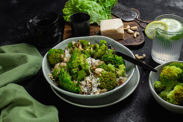 Broccoli and Onion Salad with Cashews and Parmesan