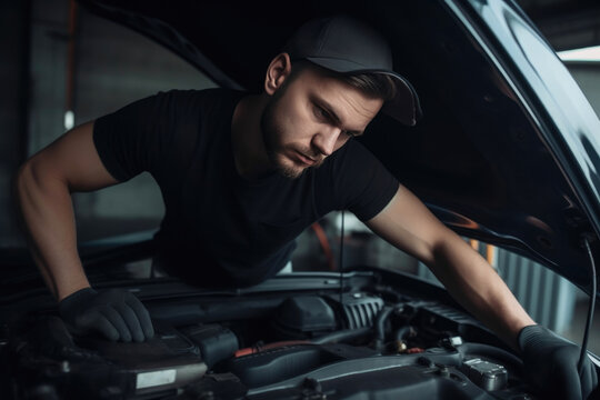Expert Car Technician Performing Inspection. Generative AI