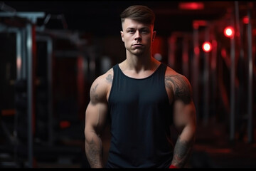 Fototapeta na wymiar Unleashing Potential: Young Male Model Embracing the Bodybuilding Lifestyle. Generative AI