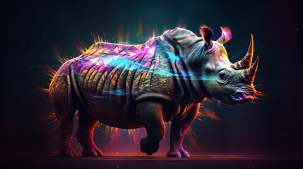 Fototapeta na wymiar Rhinoceros with beautiful colors