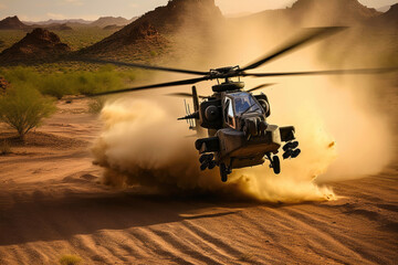 Fast and Low: AH64 Apache Gunship in Action. Generative AI