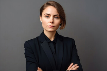 Successful corporate woman with folded arms. Generative AI