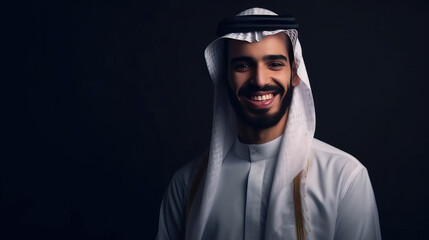 Captivating Smile: Half-Length Portrait of a Saudi Business Professional. Generative AI