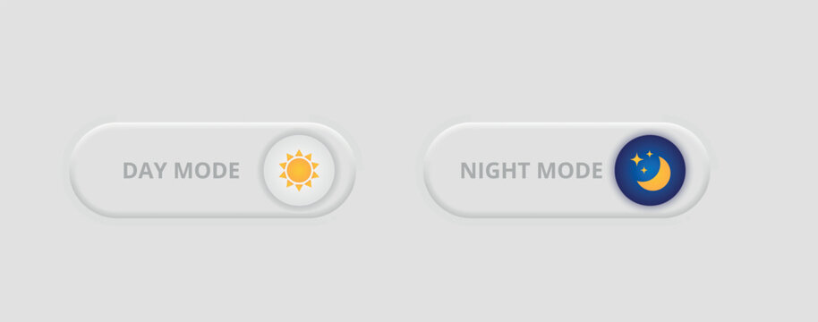 Day night mode icon for application. Dark mode switch. Frontend control realistic vector illustration on white