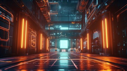 Abstract tech sci-fi data background Generative AI