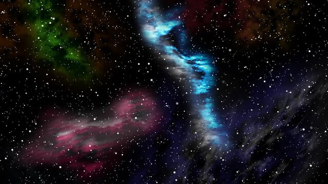Universe Space Flight Through Stars with Galaxies and Nebulas. Seamless looping animation background.