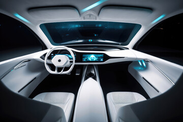 Naklejka premium Futuristic Automotive Cabin with Advanced Technology. Generative AI