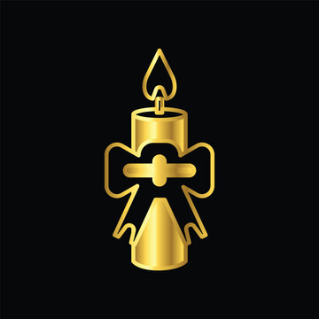 gold candle, icon, vector, illustration, design, template, flat, style
