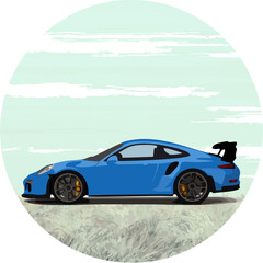 Plakat sport car blue illustration design