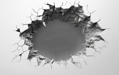 Hole in the white wall. Generative AI technology.