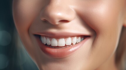 Fototapeta premium close up crop half face woman, dental smile white teeth