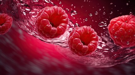 Fresh sliced juicy raspberries, product photography, isolated