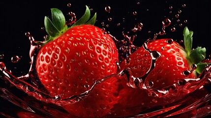 Fresh juicy sliced strawberries, product photography on isolated background