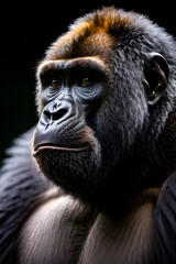 Obraz premium Gorilla mammal animal face , black white wildlife 