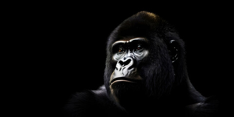 Obraz premium Gorilla mammal animal face , black white wildlife 