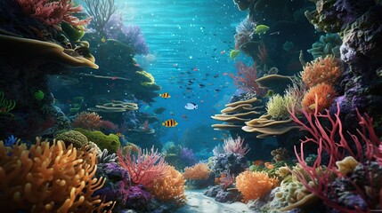Naklejka na ściany i meble view of coral in the sea Generative AI