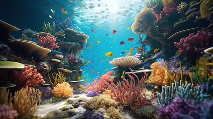 Fototapeta na wymiar view of coral in the sea Generative AI