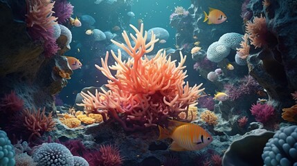 view of coral in the sea Generative AI