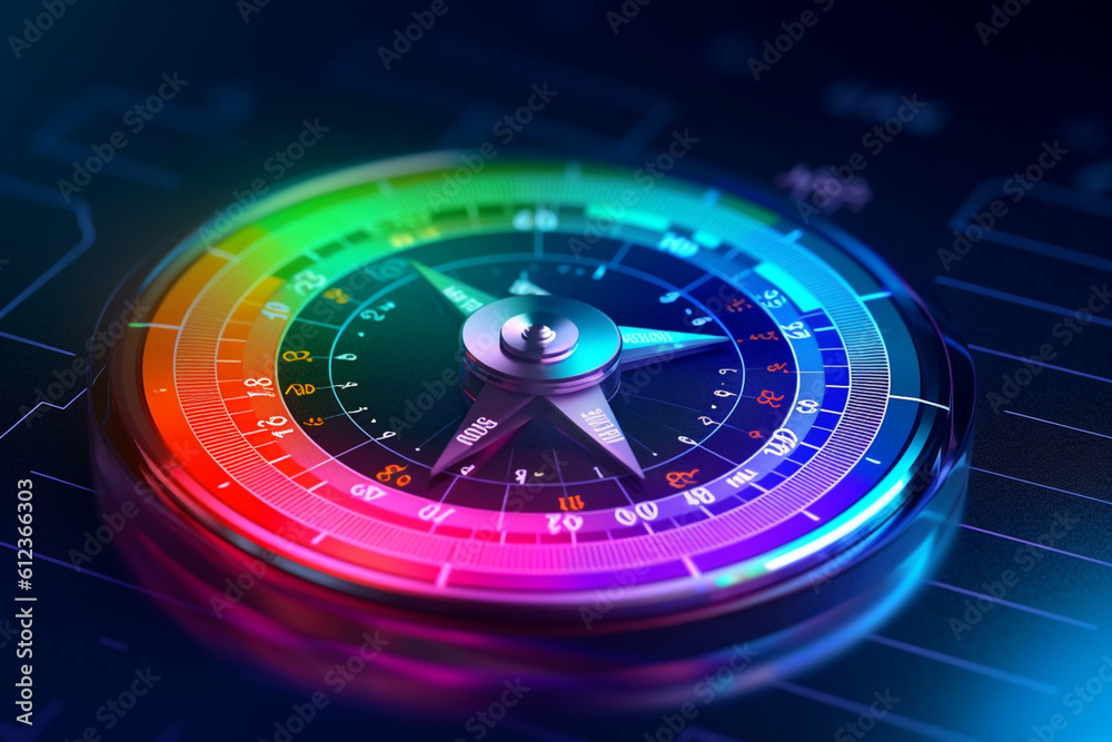 Poster an illustration of a compass pointing to different data sources, highlighting the role of data manag