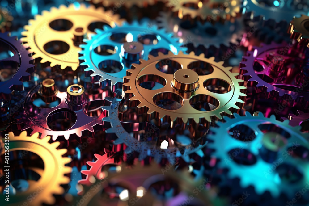 Poster An image of gears meshing together, symbolizing the interplay and synchronization of data management and integration processes for optimal data utilization. Generative AI technology.