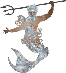 geheimnisvoller Wassermann mit Dreizack und Flosse © namosh
