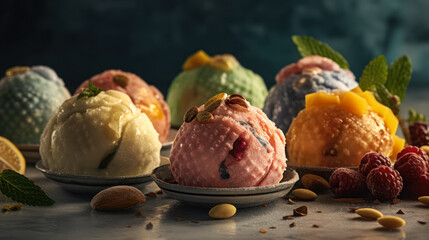 Indulge in Creamy Delight with Turkish Dondurma, Food Photography. Generative AI