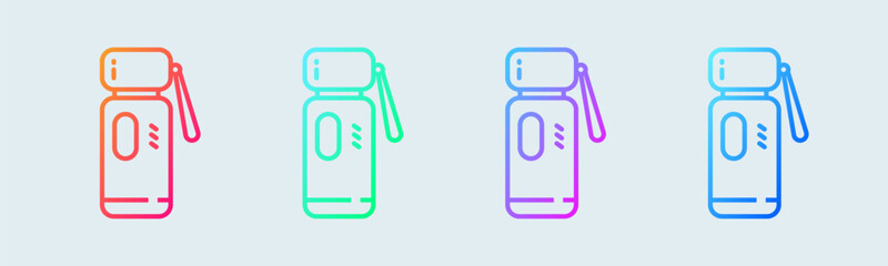 Obraz premium Thermos line icon in gradient colors. Hot water signs vector illustration.