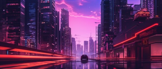 City with style vaporwave Generative AI