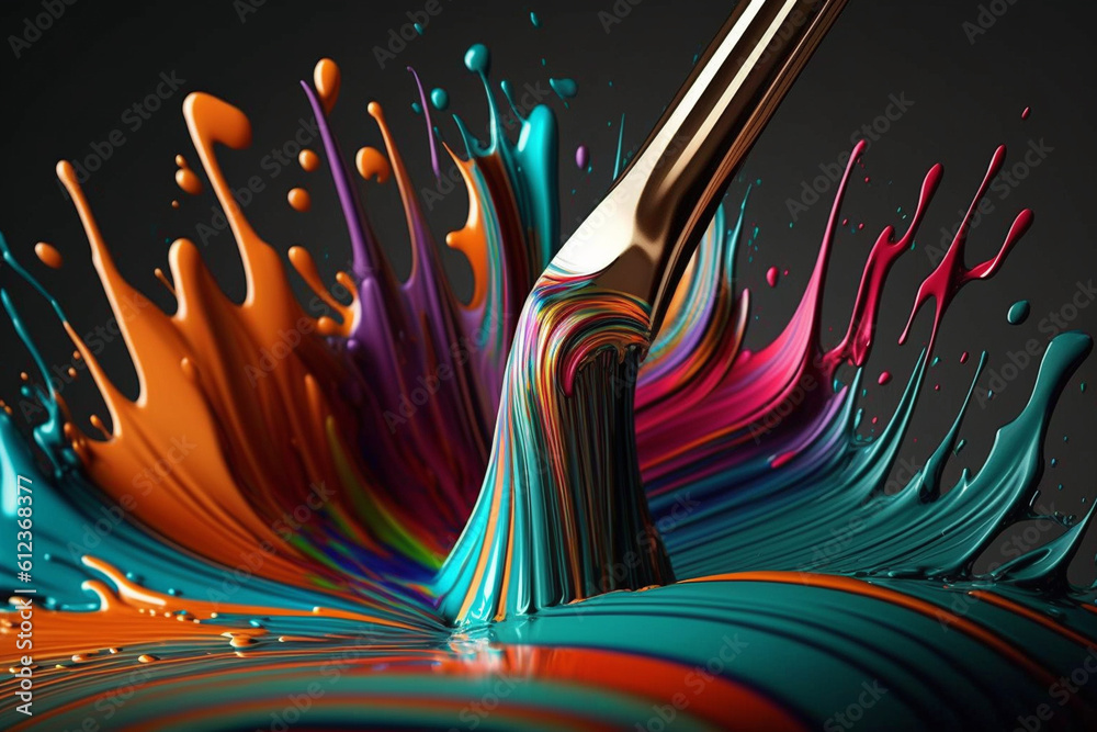 Aufkleber a palette knife covered in thick, dripping paint, showcasing the texture and movement of the medium.