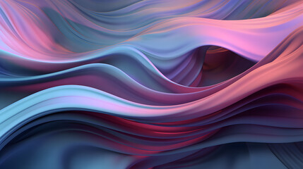 abstract background with smooth wavy lines in blue and pink colors Generative AI