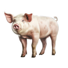 Domestic pig isolated on white created with Generative AI