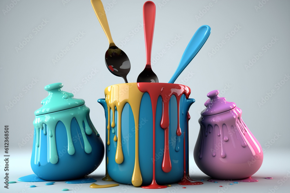 Poster a series of colorful paint drips falling onto a blank canvas, capturing the anticipation and excitem