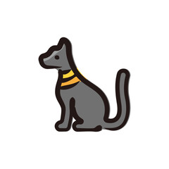 Egyptian cat - Egypt icon/illustration (Hand-drawn line, colored version)