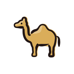 Camel - Egypt icon/illustration (Hand-drawn line, colored version)