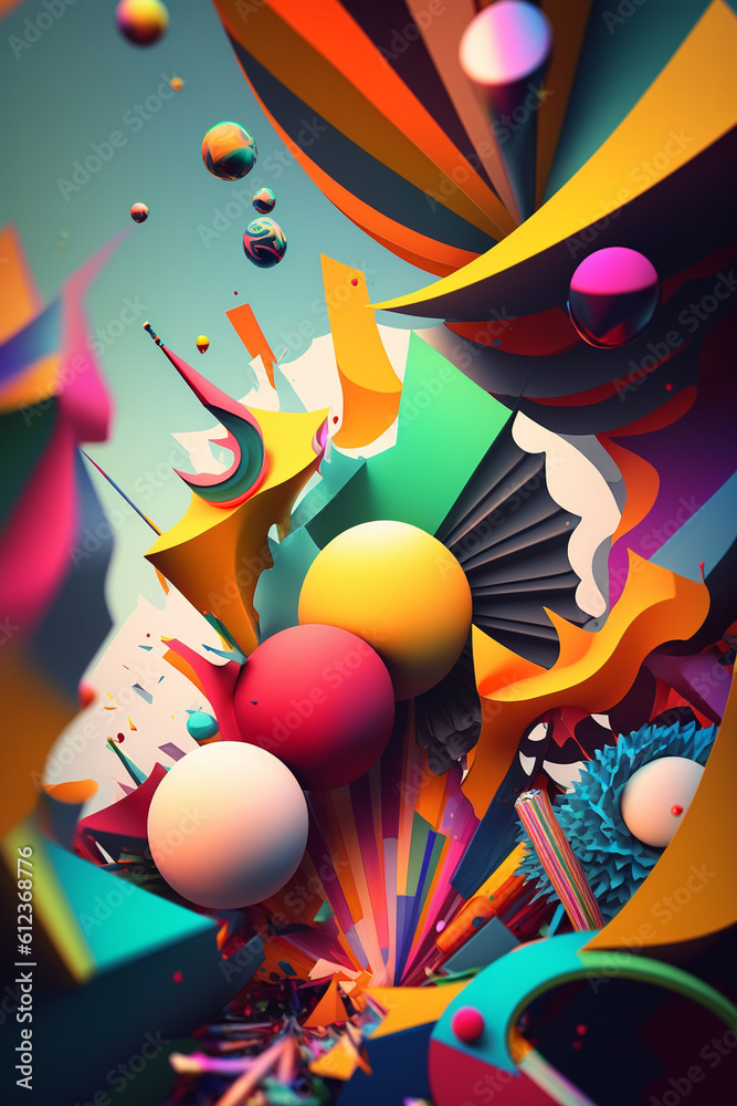 Poster an abstract festival scene with swirling colors and dynamic shapes, capturing the energy and celebra
