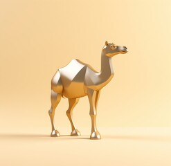 camel in desert gold blank background