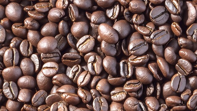 Roasted coffee beans as background.