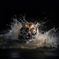 Fototapeta na wymiar Tiger and splash of water,tiger in the water,portrait of a tiger,Animal Photography