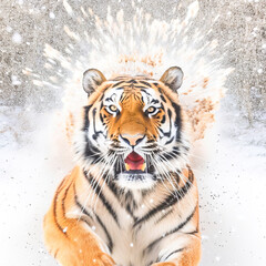 Obraz premium Tiger and splash of water,tiger in the water,portrait of a tiger,Animal Photography