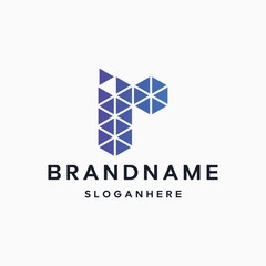 Naklejka premium letter R technology logo design in polygon style