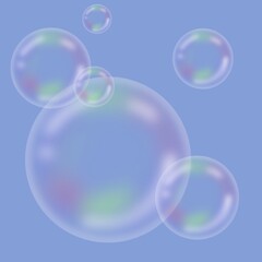 soap bubbles on blue background