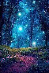 "Unveiling magic's realm: The moon's soft radiance unveils a mystical forest, adorned with twinkling stars, where the air carries a hint of enchantment and wonder." Generative AI 