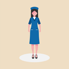 Beautiful woman standing  as a nurse wearing medical uniform. Vector illustration.Flat design.