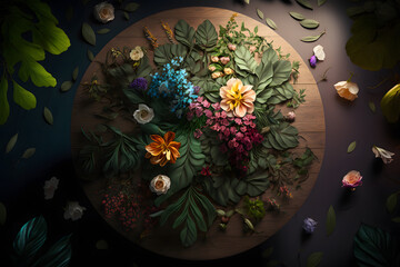 Obraz na płótnie Canvas Fantasy Beautiful Flower Background, plant and leaves floral background