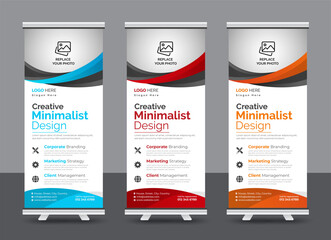 Modern corporate colorful roll up standee banner design template