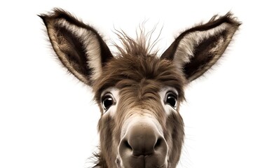 Obraz premium Smiling cheerful donkey on a white background. Generative AI.