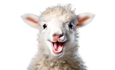 Fototapeta premium Smiling cheerful goat on a white background. Generative AI.